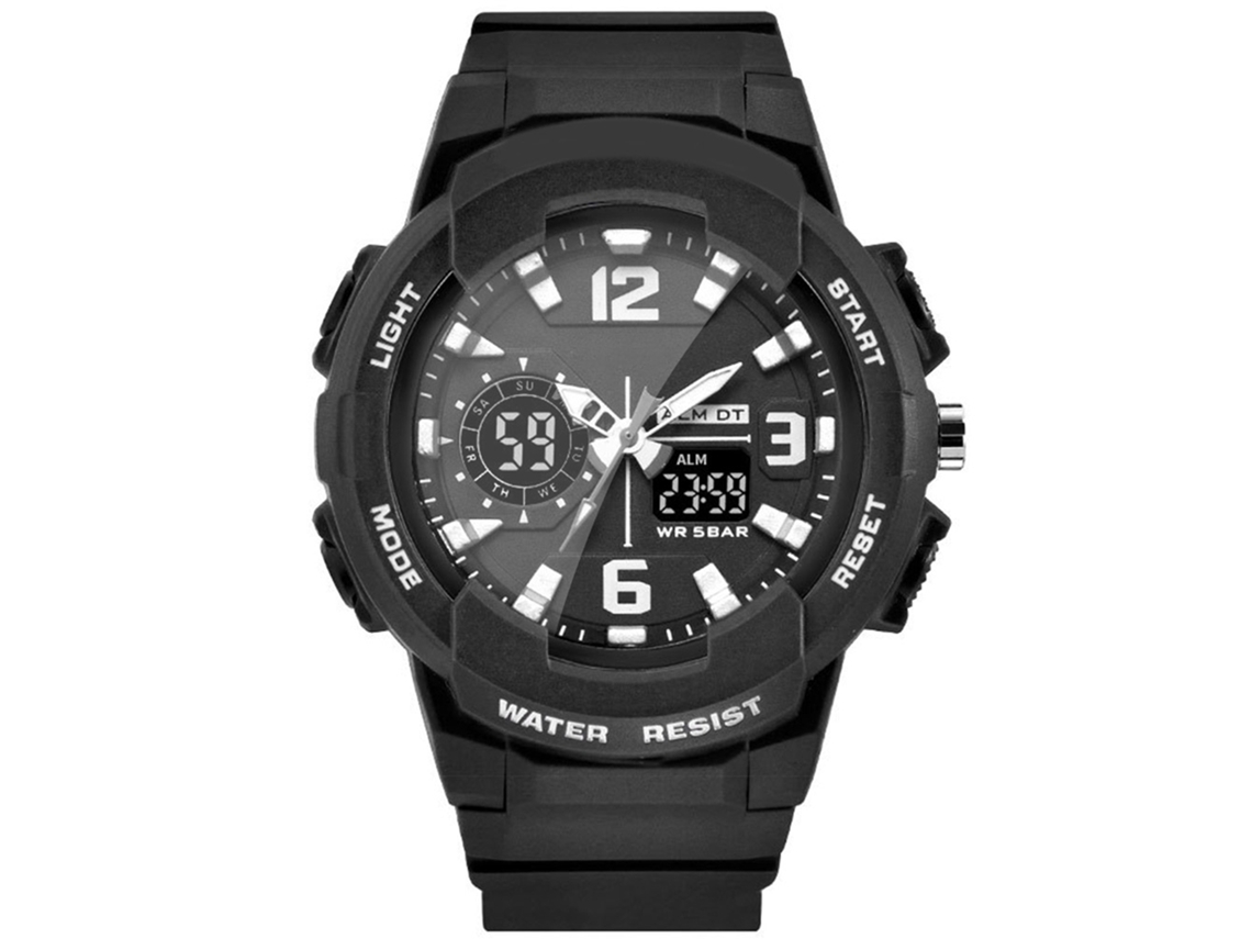 Reloj Digital Analógico Dual Smael Impermeable Cuarzo Pulsera Negro Plata