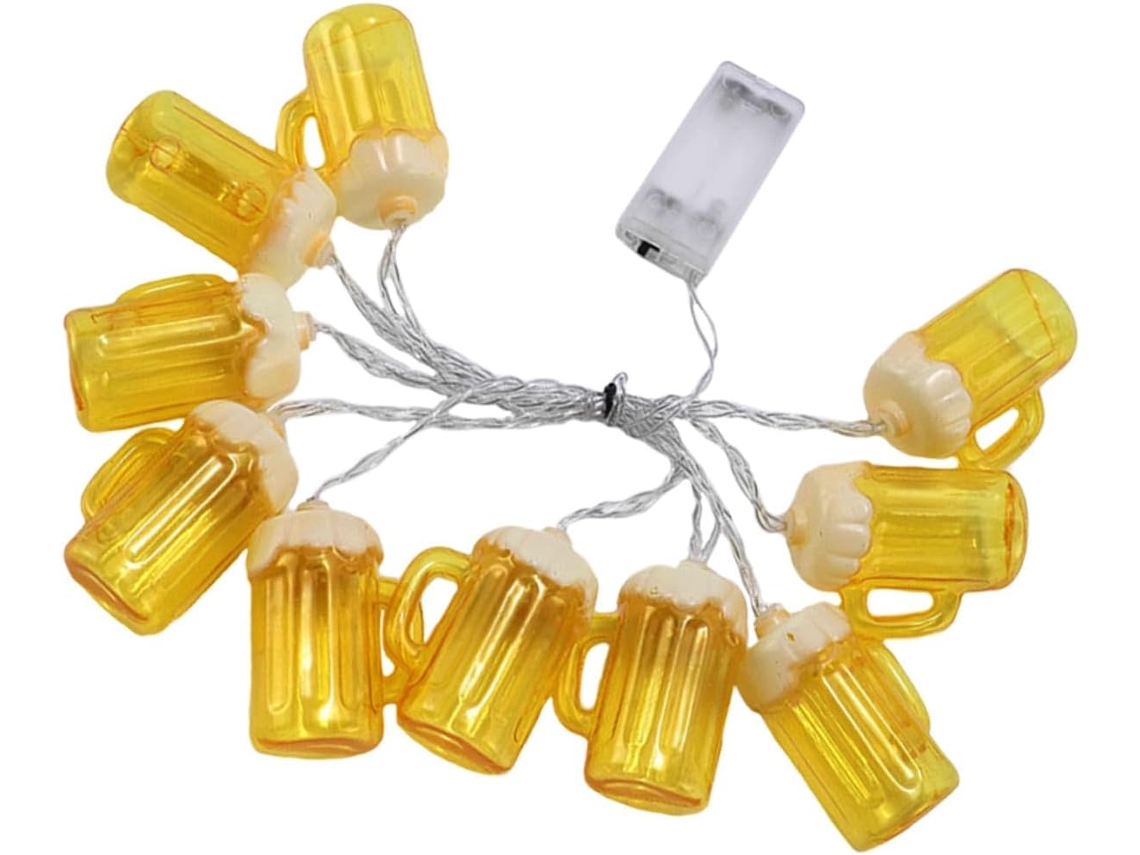Cordão De Luzes Led De 2 Metros Com Tema De Cerveja, Inclui 10 Pilhas Aa Para Decoração.