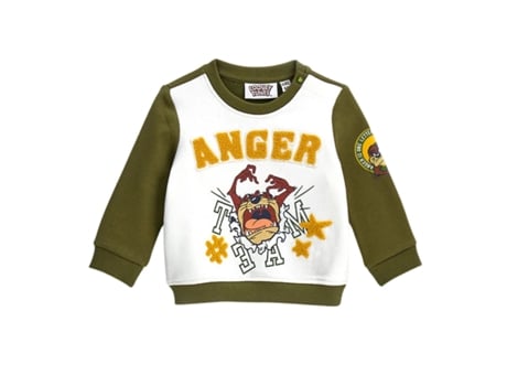 Moletom Looney Tunes Marines Original Masculino, Branco, Poliéster e Verde (68 | 68)