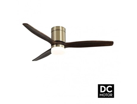 Ventilador 18W Dc Aguilon Couro 3 Lâminas Carvalho 5 Velocidades com Controle Timer 39X132 D FABRILAMP