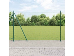 Vidaxl Cerca Europeia Com Base De Concreto 10 X 1,5 M Verde Malha