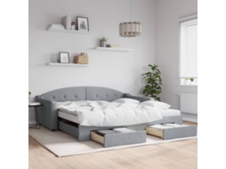 Vidaxl Sofá-cama C/ Gavetão E Gavetas 100x200 Cm Tecido Cinzento-claro