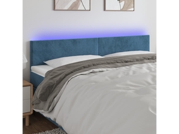 Cabecero de terciopelo con luces LED 160x5x78/88cm Azul Oscuro