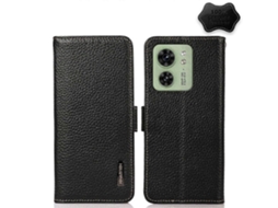 Capa De Celular Khazneh Em Couro De Lichia Com Fecho Magnético Lateral E Proteção Rfid Para Motorola Edge 40