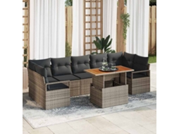 Vidaxl Conjunto De Sofá De Jardim 8 Unid. Cinzeto Rattan Sintético