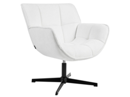 Sillón Giratorio Beliani Auma De Tela Blanco 71x78x85