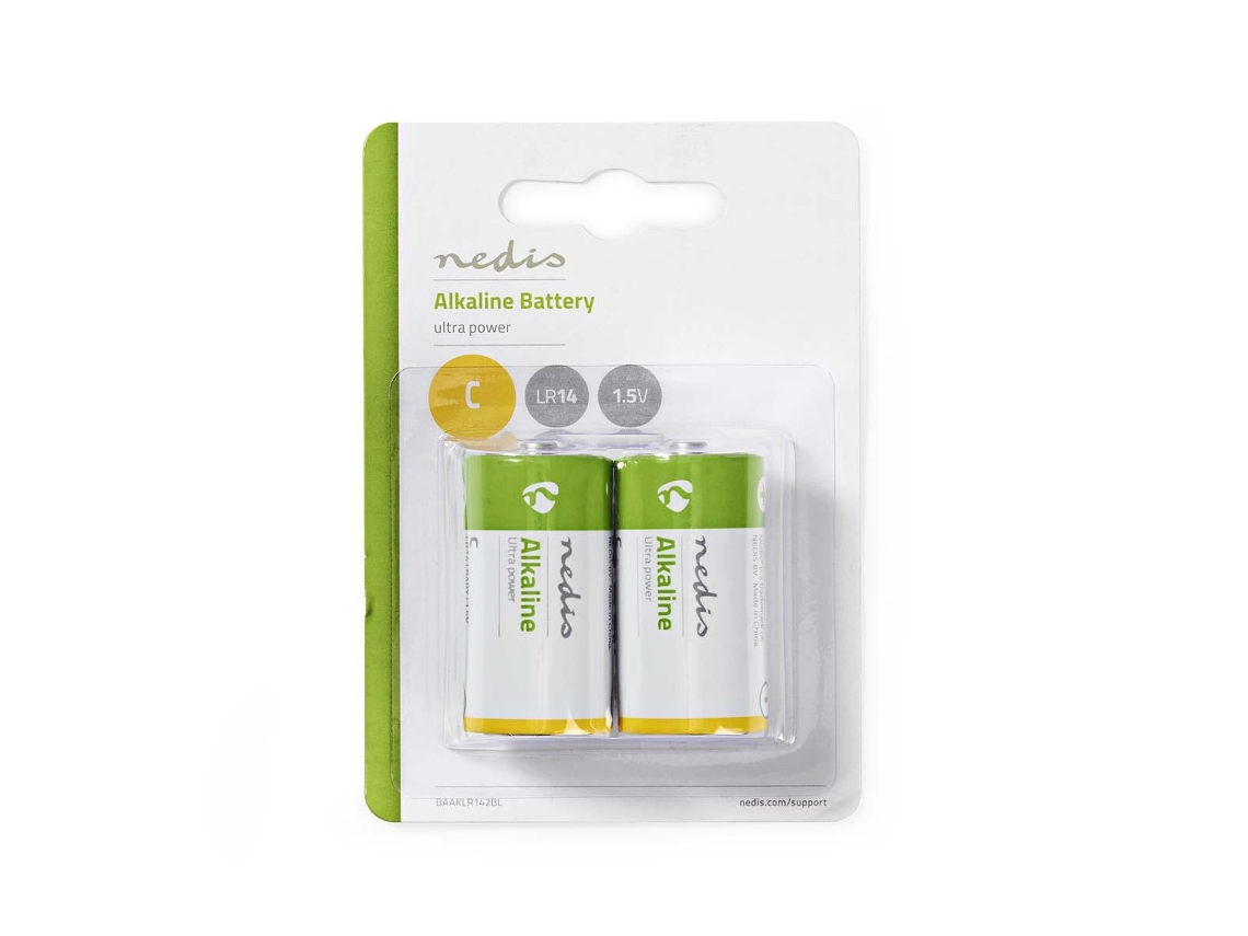Pilhas Alcalinas C 1,5V Blister 2 Unidades