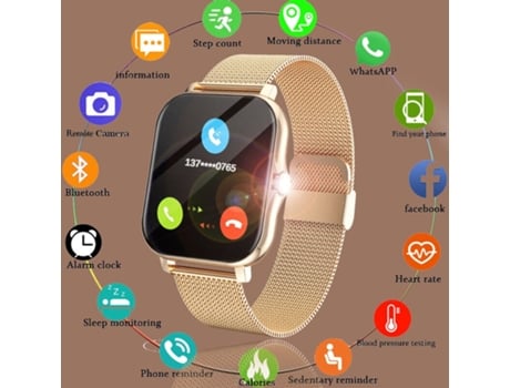 Smartwatch EALLC Bluetooth Chamada Rastreador Fitness Frequência Cardíaca Pressão Arterial Sport