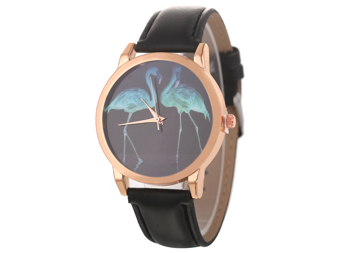 Reloj De Cuero Pu Casual Zhoulianfa Con Patrón De Ave Unisex