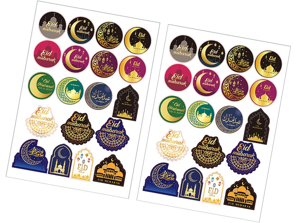 Conjunto De 38 Etiquetas Autoadesivas Para Ramadã E Eid Mubarak