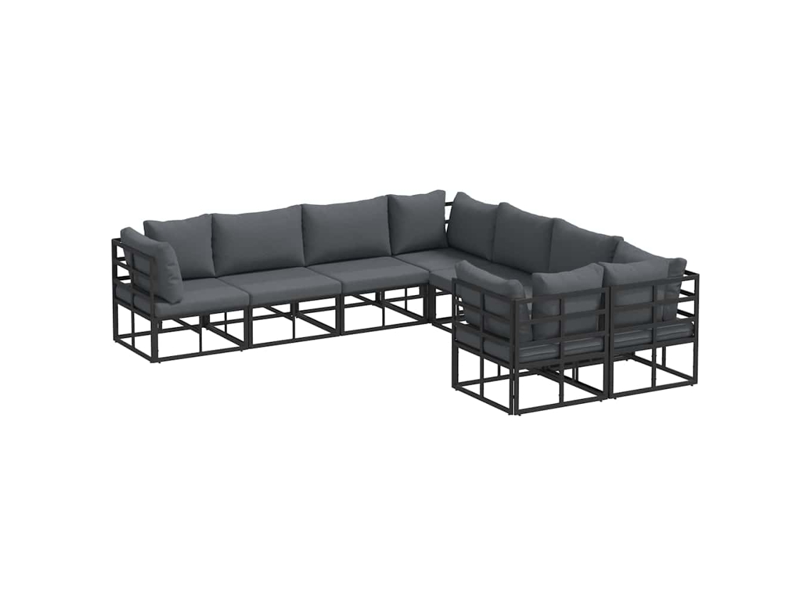 Conjunto 8 Conjunto De Sofás Para Exterior Vidaxl Preto Alumínio (283 X 283 X 71 Cm)