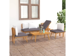 Vidaxl 4 Pcs Conj. Lounge Jardim C/ Almofadões Madeira Acácia Maciça