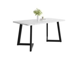 Mesa Retangular 117x68cm, com Estrutura Metálica e Estampa de Mármore, para Sala de Jantar ou Estar PAPRIKA