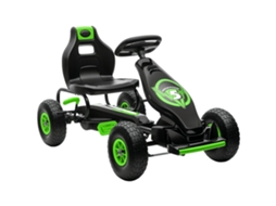 Kart Infantil Pedal Assento Ajustável Pneus Infláveis Amortecedor Preto Verde