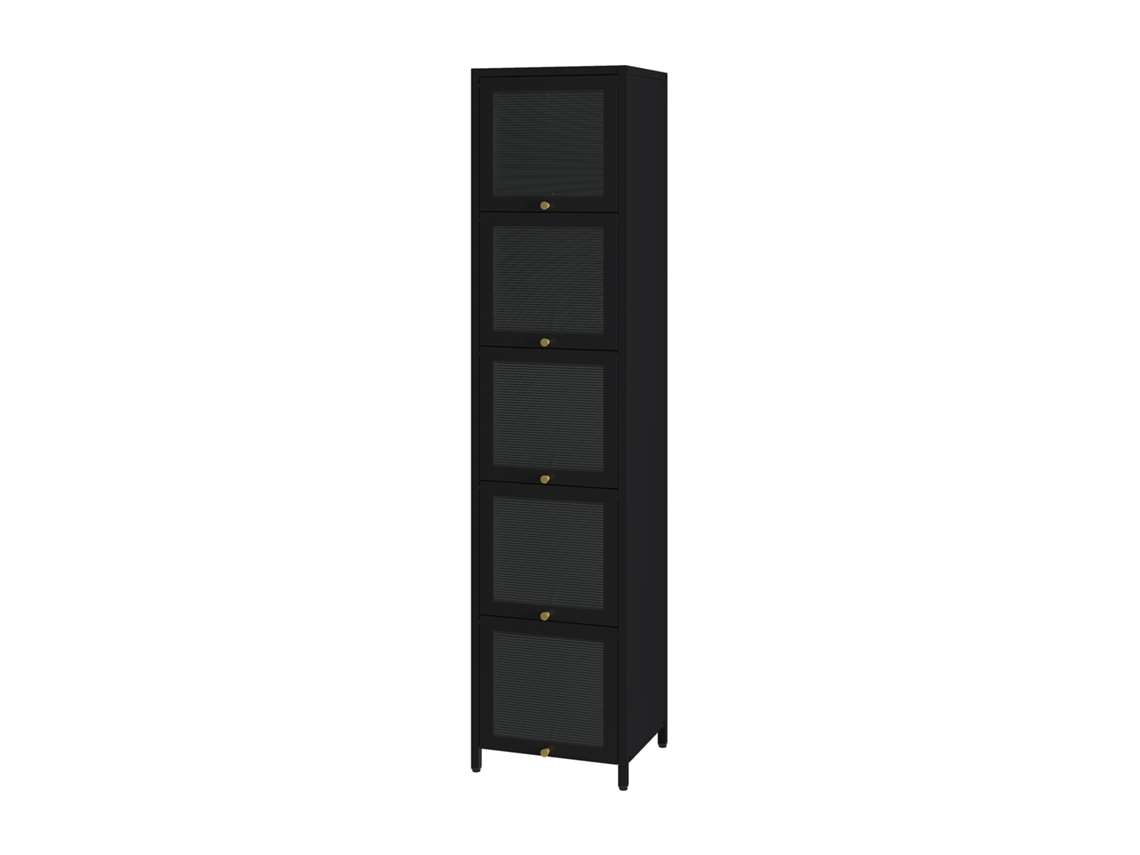 Vitrina Ostersund Com 5 Portas Aço 174x40x35 Cm Preto en.casa