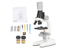 Mali microscópio Infantil Led 1200x Kit com Lâminas Branco Brinquedo Educativo Científico