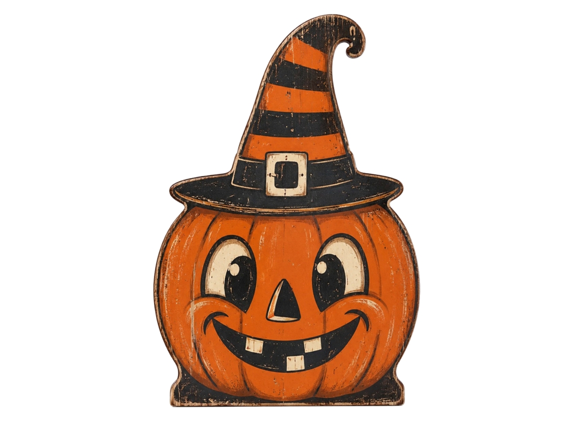 Decoração De Halloween Laxiscreed Com Abóbora, Fantasma E Gato Preto Em Madeira Para Mesa E Quarto