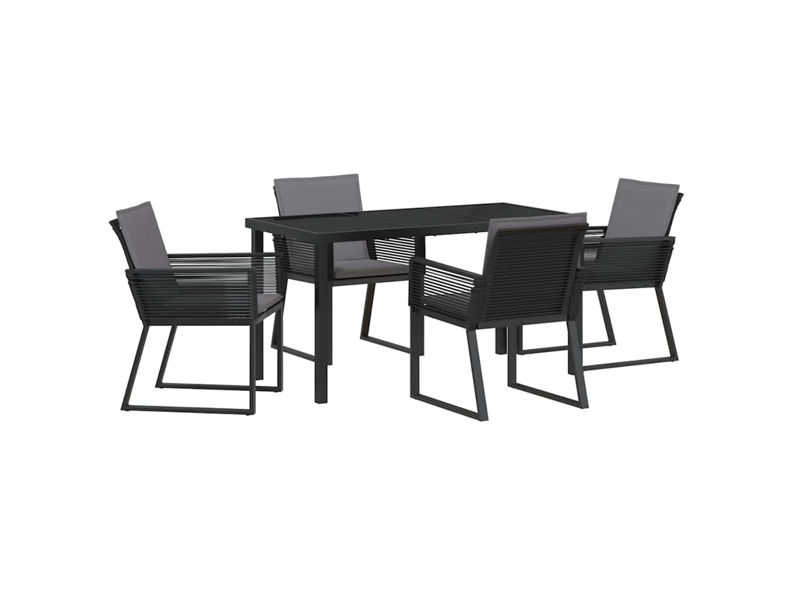 Maison Exclusive - Conjunto De Jantar Para Jardim 5 Pcs Preto Aço Revestido A Pó