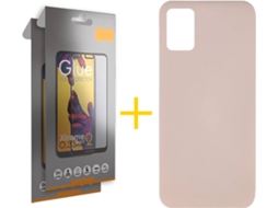 Kit Capa e 2 Películas Samsung Galaxy A51 SKYHE Full Silicone Líquido (Rosa Claro)