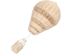 Decoração Interna Em Montgolfière Tissée Artesanal Em Rotin Beige Com Luminária Suspensa,