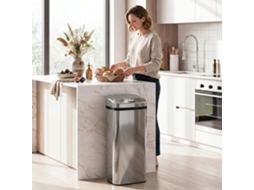 Lata De Lixo Com Sensor Movimento Abertura Automática 1 Compartimento 50 L Em Aço Inoxidável