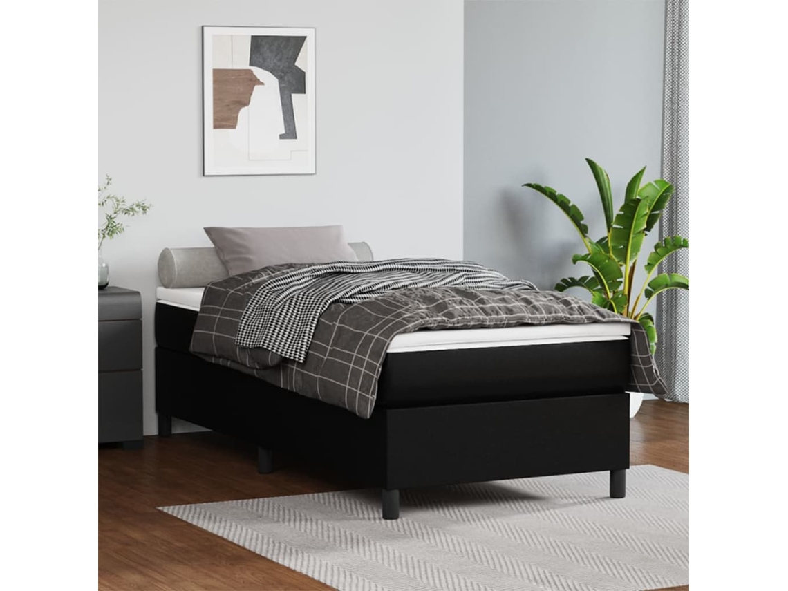 Estrutura De Cama 80x200 Cm Couro Artificial Preto