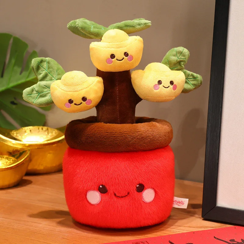 (laranja, 30 Cm) Lindo Brinquedo De Pelúcia Em Forma De Vaso Com Flor Vermelha