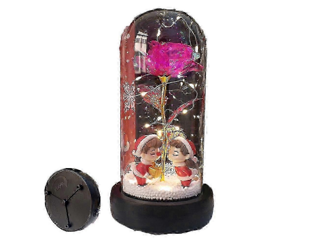 Caixa De Música Natalina Com Rosas Artificiais Em Cúpula De Vidro Presente Exclusivo Para Namorada Hengjian