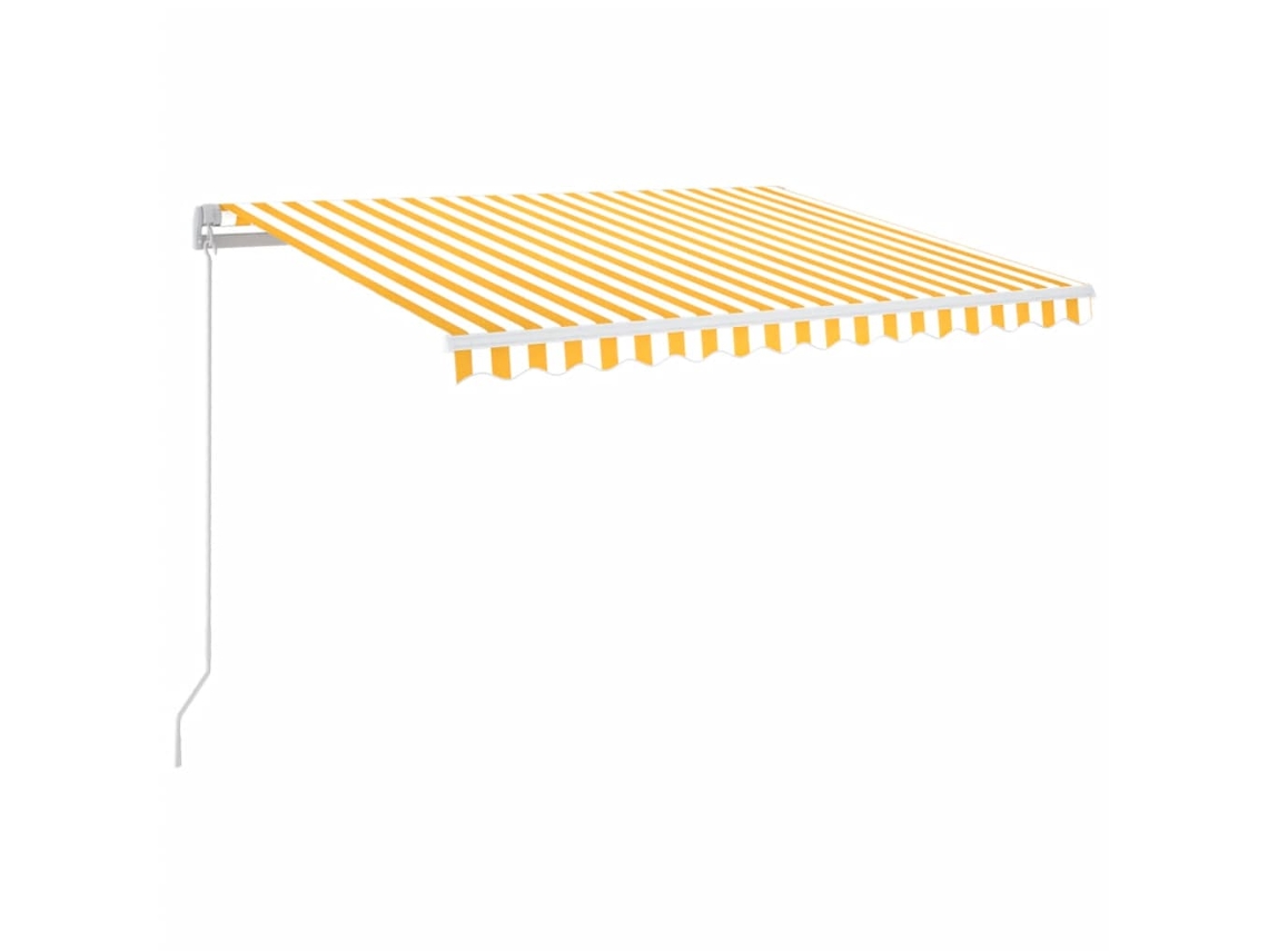 Toldo Retrátil Manual com LED 350x250 cm Amarelo e Branco MAISON EXCLUSIVE