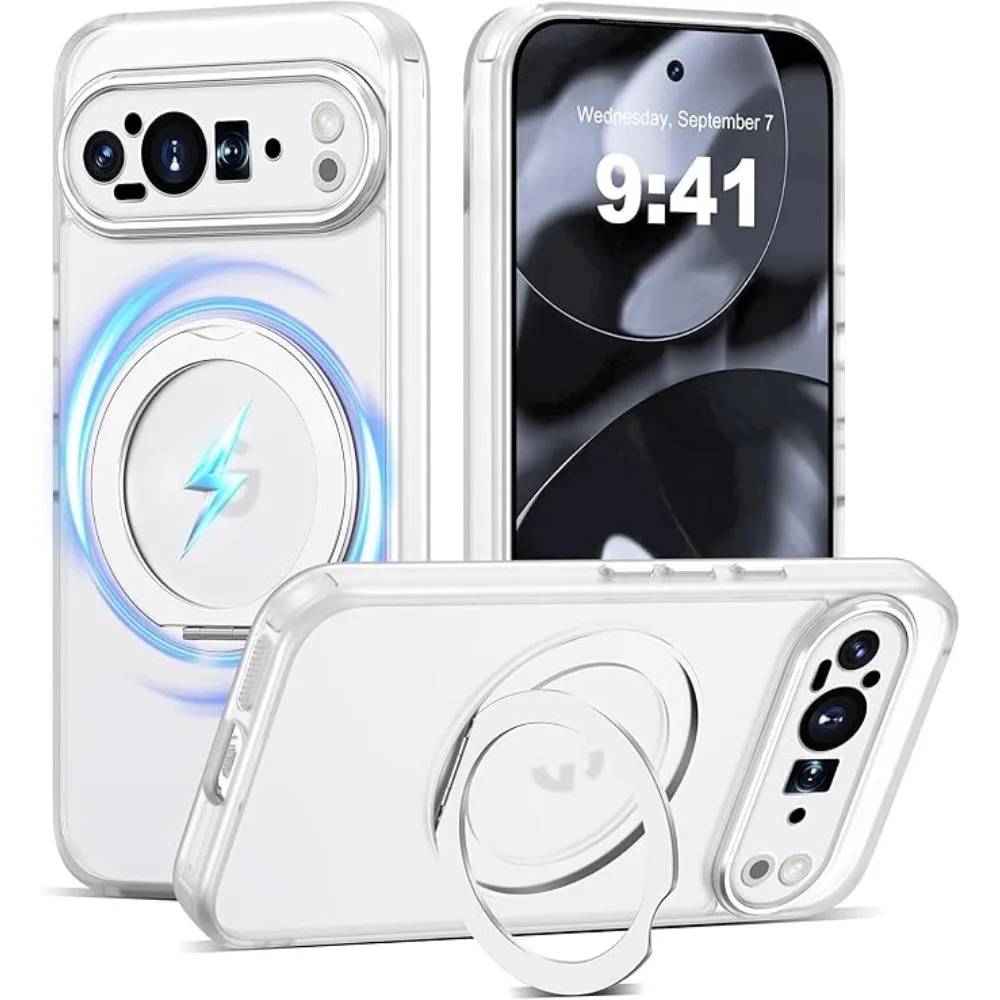 (transparente, Google Pixel 10 Pro Xl) Capa Semitransparente Antichoque Com Anel Magnético Giratório 360°, Compatível Com Magsafe