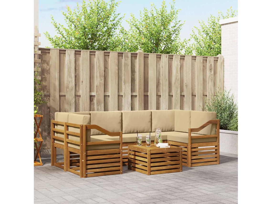 Vidaxl Conjunto De Sofás Para Exterior 7 Pcs Natural E Bege