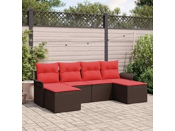Vidaxl Conjunto De Sofá De Jardim 6 Unid. Castanho Vime Pe