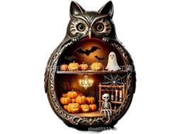 Laxiscreed Decoração De Halloween Em Madeira Com Coruja De Design Rústico E Pérola Dupla Face