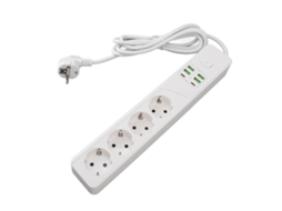 Laxiscreed Tomada De Estilo Europeu Com 4 Furos, 4 Usb-a, 2 Portas Extras E Interruptor De Sobrecarga