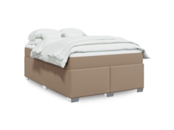 Vidaxl Cama Com Molas/colchão 160x200 Cm Couro Artificial Cappuccino
