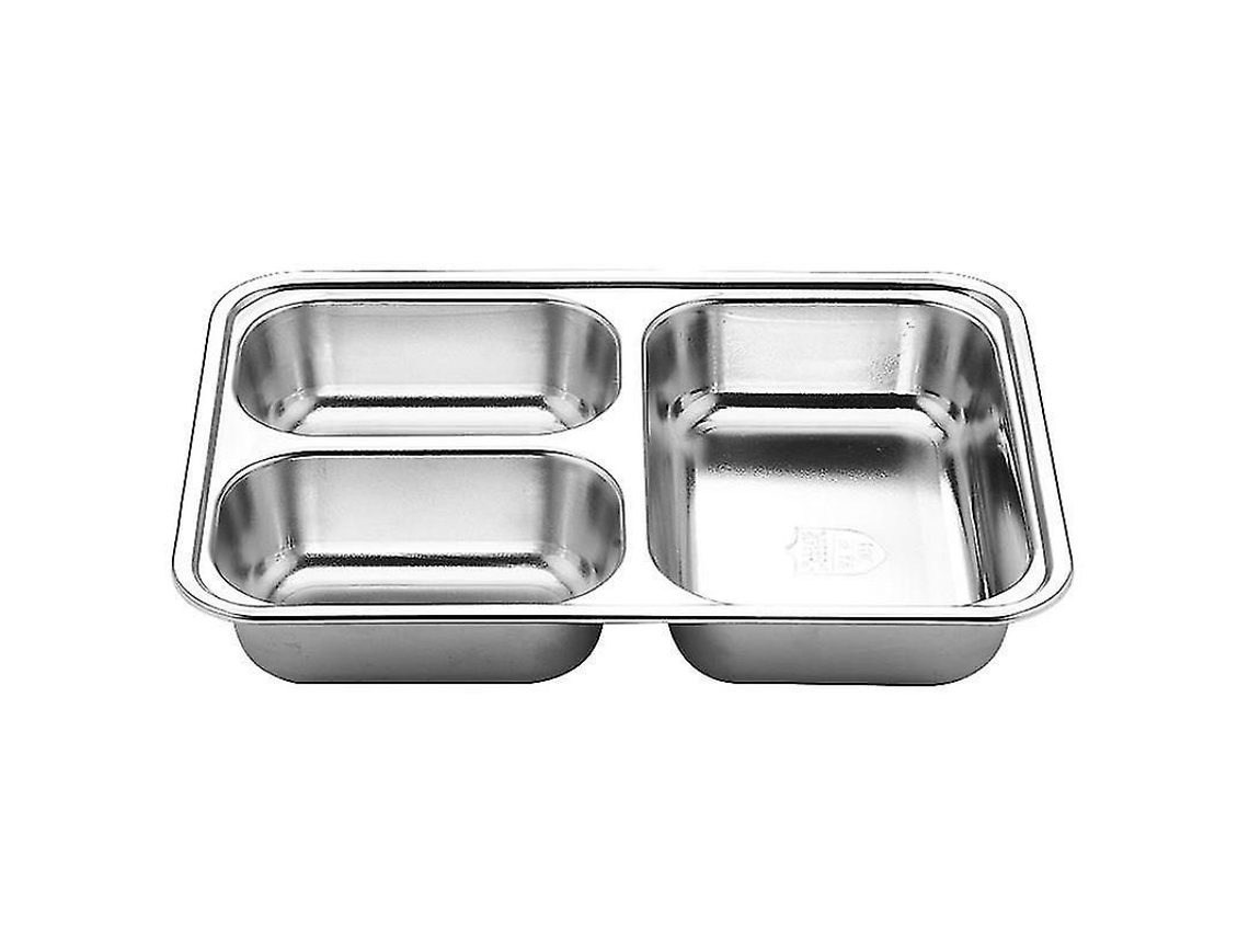 Bandeja de aço inoxidável dividida para alimentos, ideal para refeitórios escolares, com 3/5/4 compartimentos, 2 unidades.