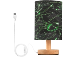 Luminária De Cabeceira Pequena Em Formato Aranha Para O Halloween Da Skyshu, Luminária De Mesa Led Usb Com Base Madeira