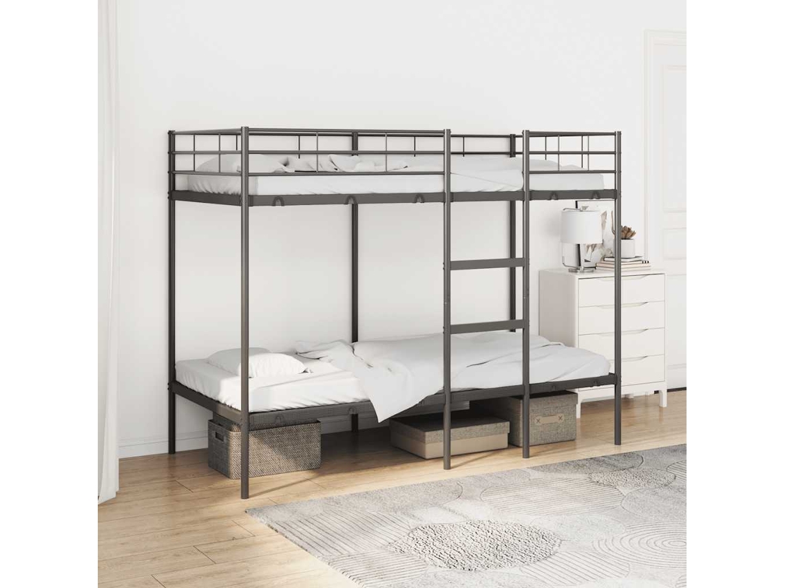Vidaxl Beliche Sem Colchão 90x190 Cm Aço Preto
