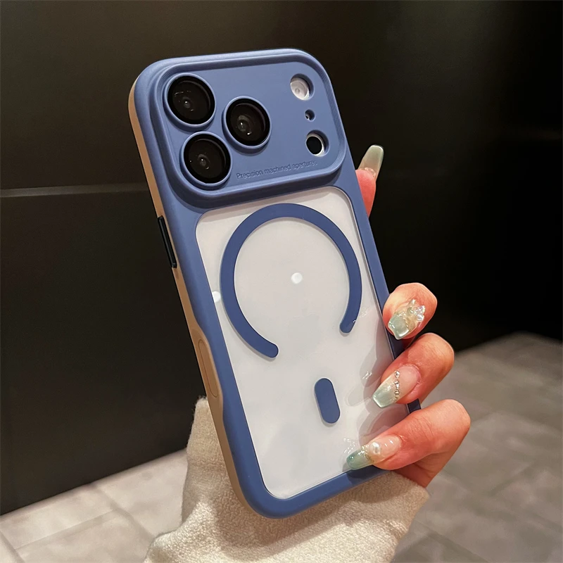Capa Protetora De Lente Com Moldura Resistente A Impactos (azul Para Iphone 12 Pro Max), Magnética.