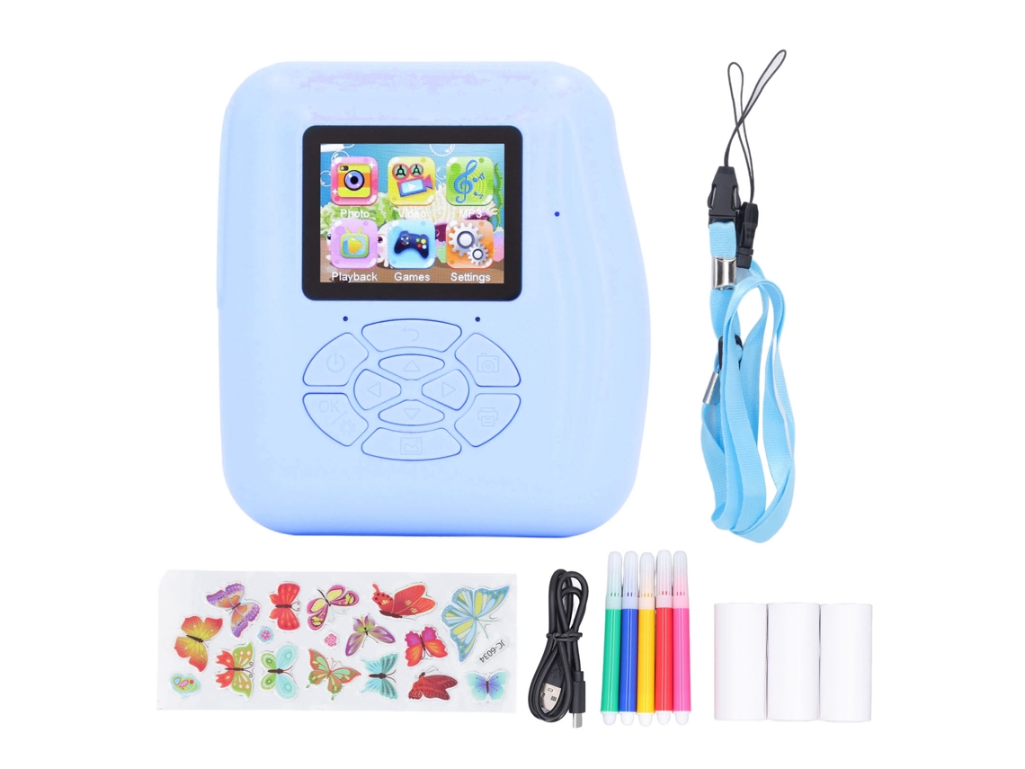 Aetheria câmera de Impressão Infantil Cute 2 Polegadas 1080p Hd 12mp Selfie Cartoon para Crianças 3 12 Anos Azul