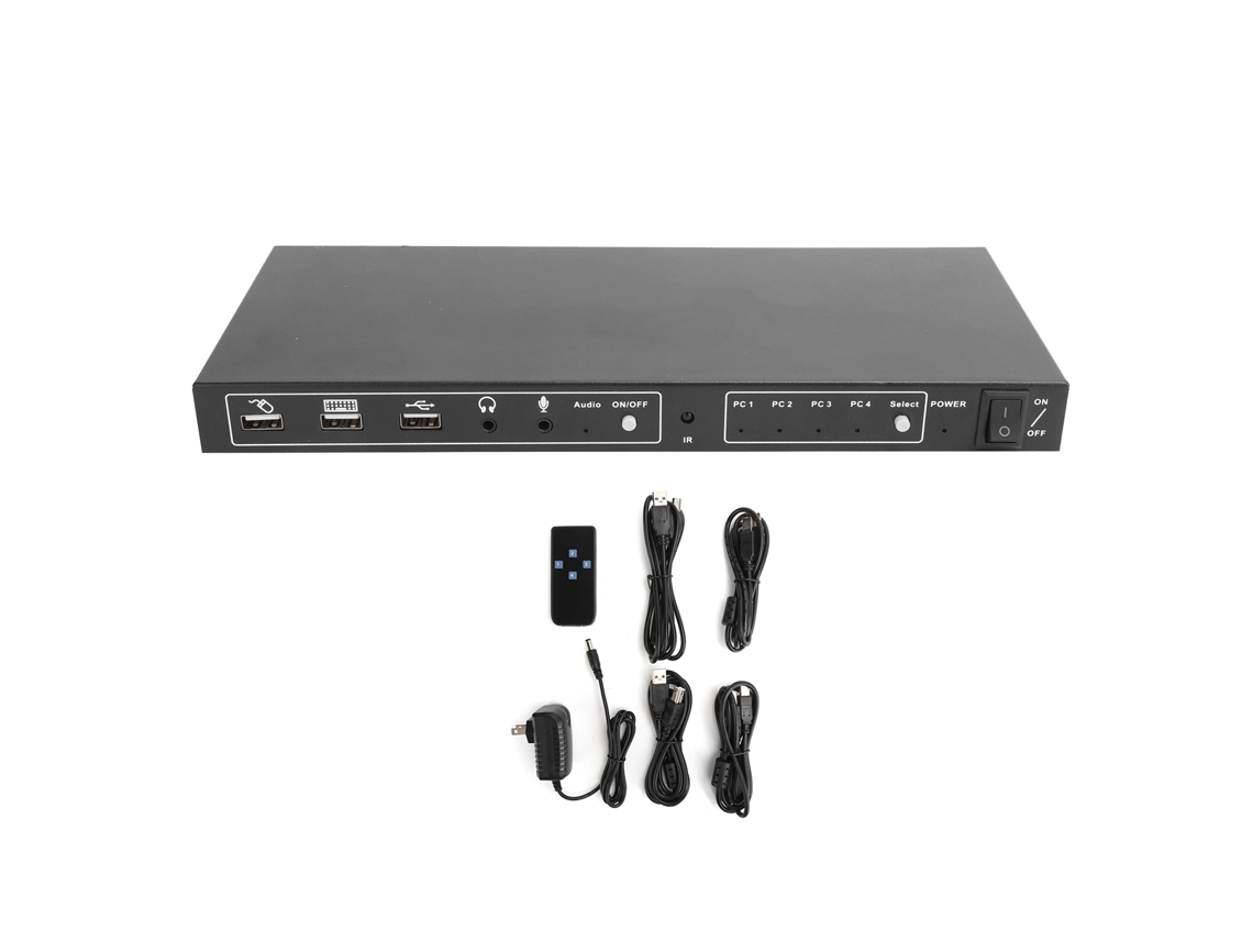 Switch kvm com 4 entradas, controle remoto, 4k 30hz EOOCOO