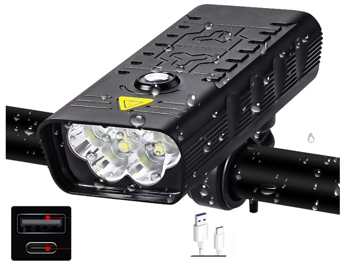 Luzes De Bicicleta 10.000 Mah Luz De Bicicleta Usb Recarregável 3.000 Lúmens Farol De Bicicleta 5t6 L Super Brilhante Lanterna F-preta*