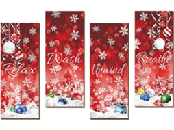 Quadro de Natal Emoldurado Conjunto 4 Pain Is Madeira Criativos Arte Natalina e Inverno Ideal para Decora o Portas VAYOTOY