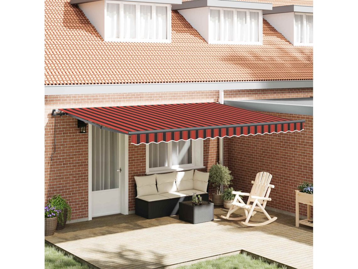 Vidaxl Toldo Retrátil Laranja E Castanho 450 × 350 Cm