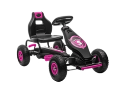 Kart Infantil Rosa E Preto, 121x58x61cm, Com Pedais E Banco Ajustável, Para Uso Interno E Externo, A Partir De 5 Anos.