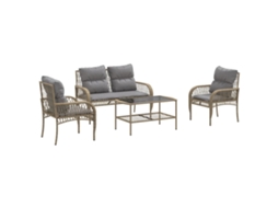 Conjunto de 4 Sofás para Jardim com Almofadões Vime Pe Bege MAISON EXCLUSIVE (4 pcs)