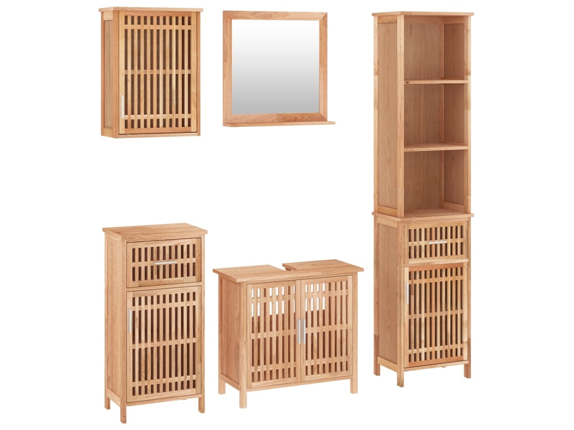 Conjunto de Móveis para Casa de Banho MAISON EXCLUSIVE 5 Pcs Nogueira Maciça