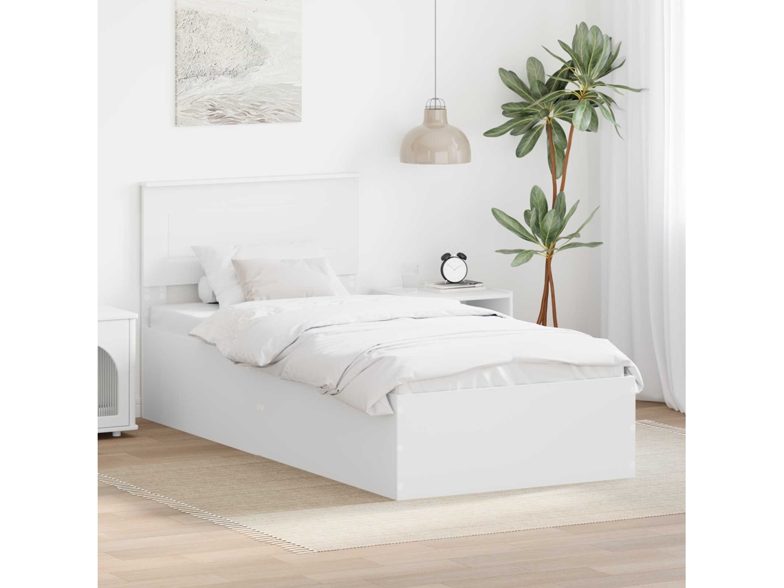 Vidaxl Estrutura Da Cama Branco 90 X 190 Cm Derivados De Madeira