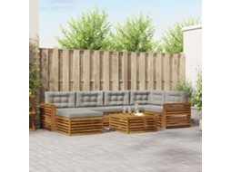 Vidaxl Conjunto De Sofás Para Exterior 7 Unid. Cinza Natural E Claro