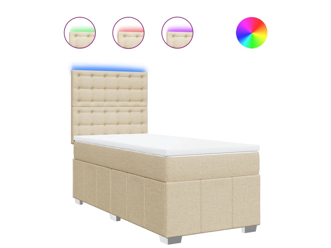 Box Spring Bed, Box Spring Beds Vidaxl Creme Tecido (90 X 200 Cm)